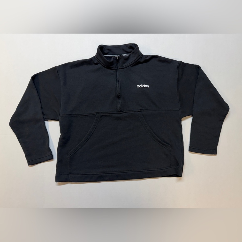 Adidas Women’s Large Black Half Zip Cropped Long Sleeve Pullover